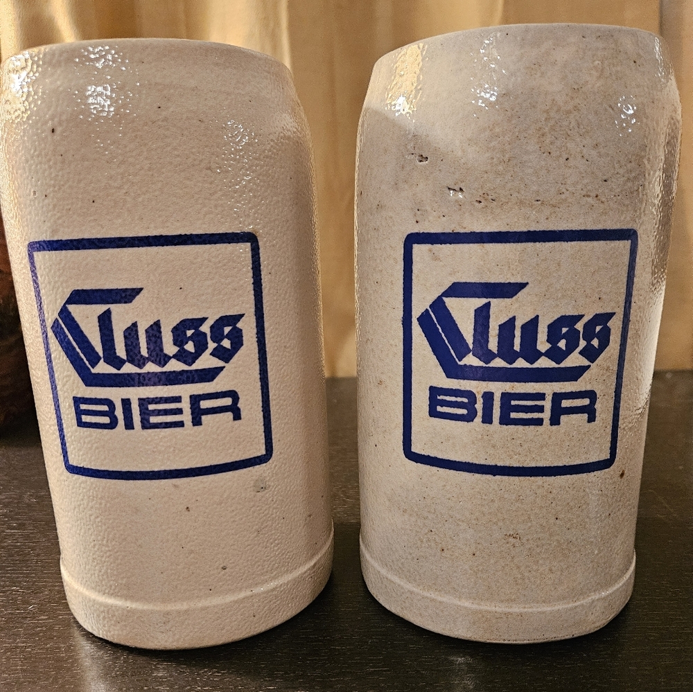 1L Cluss Bier vintage stoneware beer steins